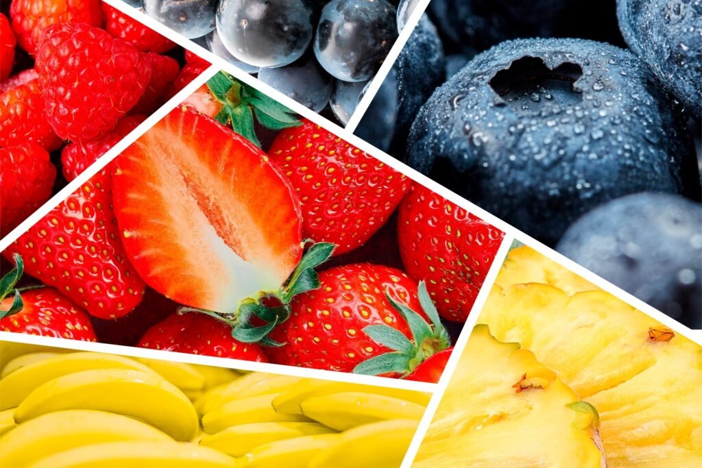 fresh fruits textures collage