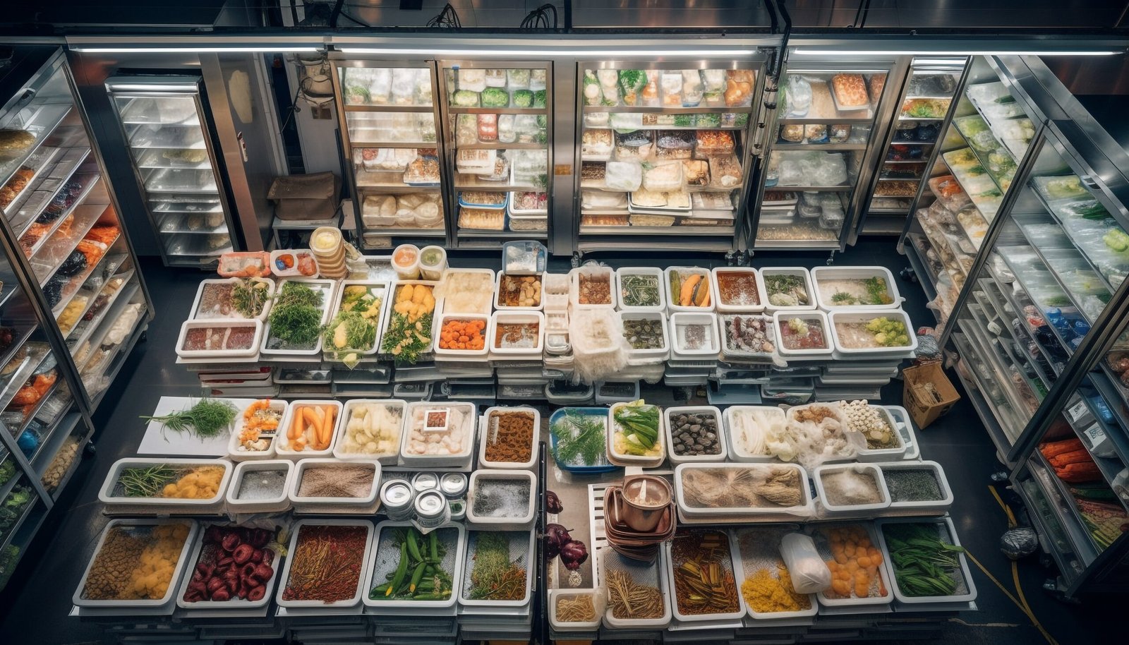 Home fresh healthy variety, abundance of vegetables and seafood generated by ai